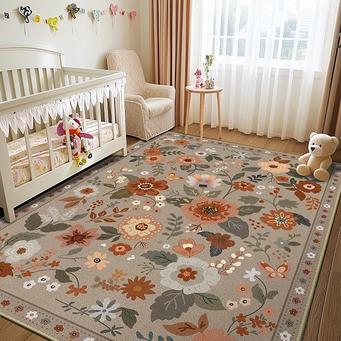 RELEANY Floral 3x5 Area Rugs Washable Print Boho Cute Carpet Non Slip Flower - Image 8