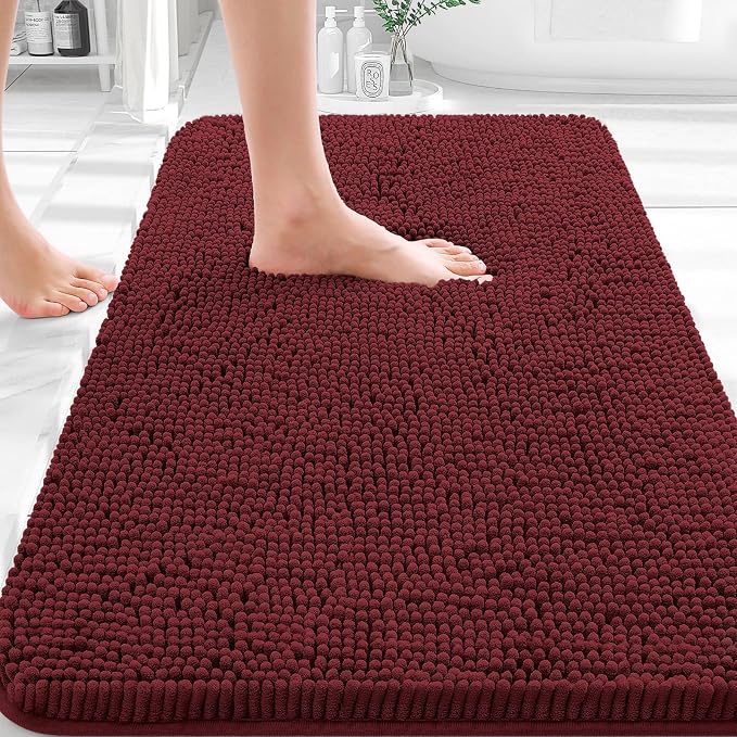 OLANLY Bathroom Rugs 30x18, Extra Soft Absorbent Chenille Bath Rugs, Rubber by OLANLY