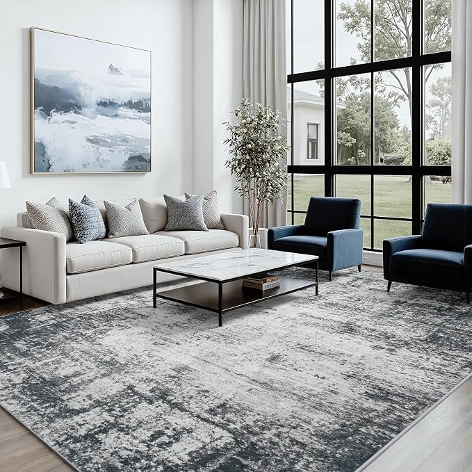 Area Rug 6x9 Living Room Rug Washable: No-Slip Abstract Soft Thin Large Deep - Image 3