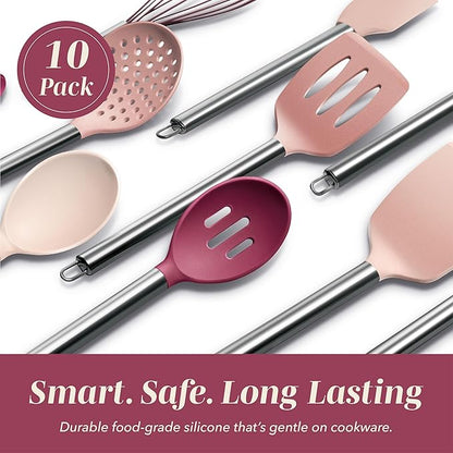 COOK WITH COLOR Silicone Cooking Utensils, Kitchen Utensil Set, Cooking Utensils - Image 3