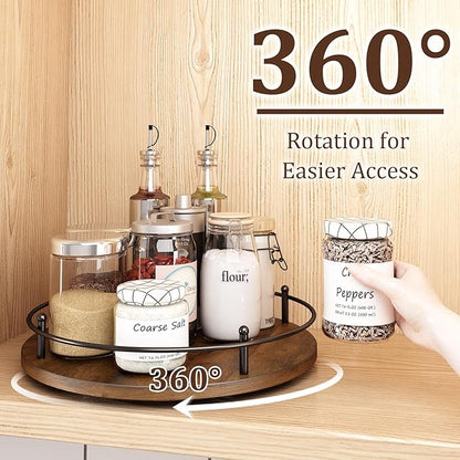 12" Lazy Susan Turntable Organizer, Round Wooden Lazy Susan Organization and - Image 2