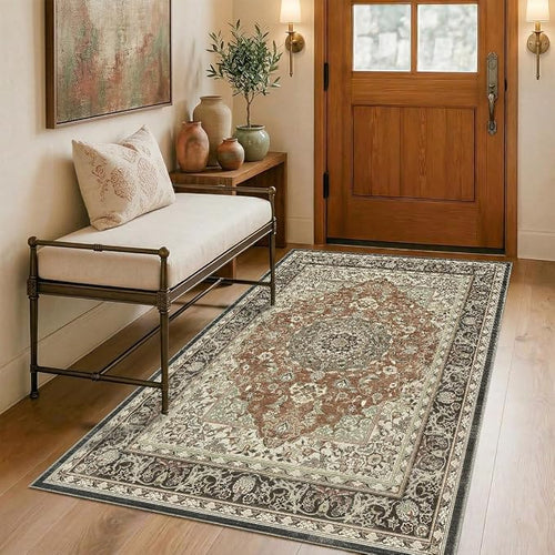 3x5 Area Rug for Living Room-Vintage Farmhouse Boho Floral Neutral Washable by Unknown