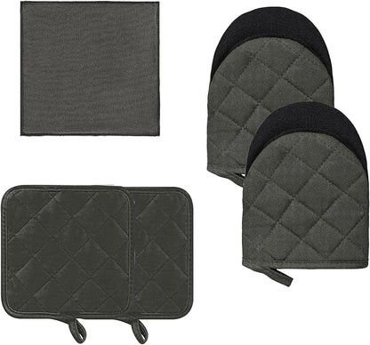 Kitchen Set Pack Of 5, Oven Mitts Pot Holders Pad And Towel Set, Heat Resistant by GOLDMEET