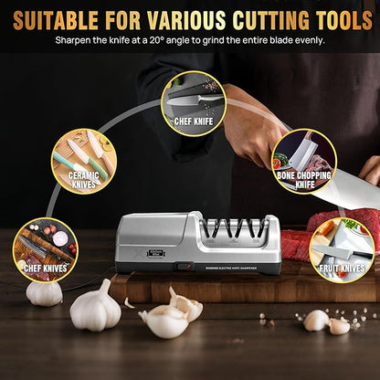 Electric Knife Sharpener for Kitchen—Fast Sharpening to Restore and Polish Chef - Image 7