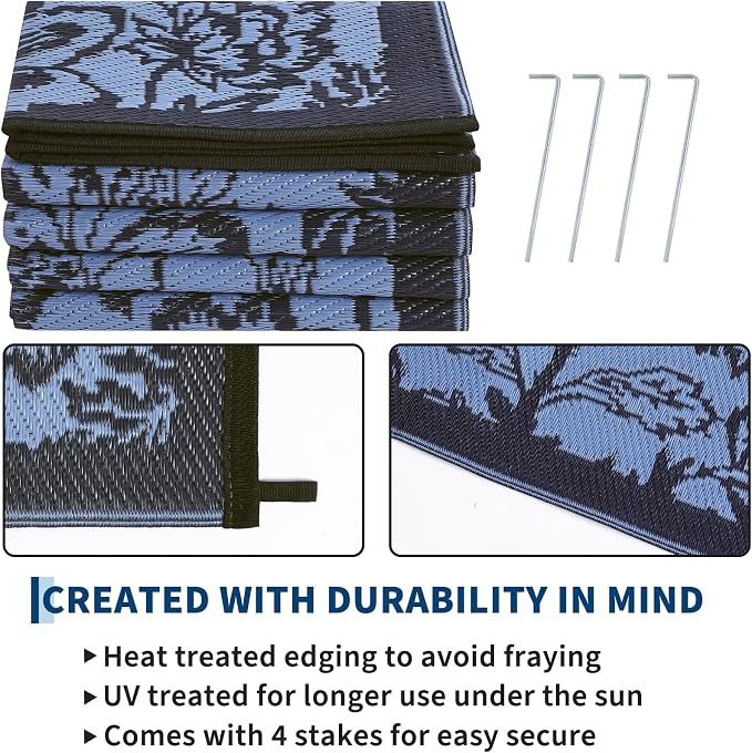 Garvee Outdoor Rugs 8’x10’ Waterproof Reversible Mats, Large Area Plastic Straw - Image 4