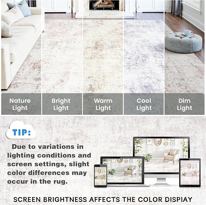 Area Rugs 5x7 Living Room: Large Soft Washable Rug Modern Abstract Anti-Skid - Image 9
