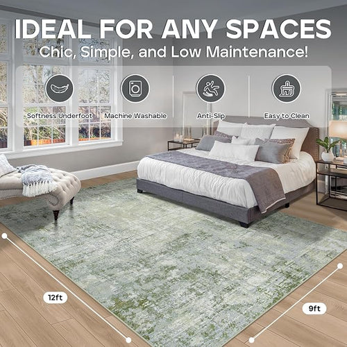 9x12 Area Rugs for Living Room Rug Washable: Modern Large Rug for Dining Room - Image 2