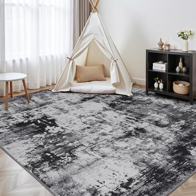 Rugflix 10x12 Area Rugs for Living Room, Big Washable Dark Carpet Non-Slip for - Image 8