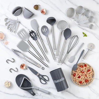 COOK WITH COLOR Silicone Cooking Utensils, Kitchen Utensil Set, Cooking Utensils - Image 6