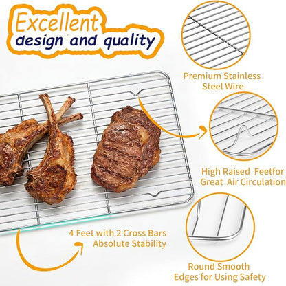 Baking Sheet Pan Set of 8, CEKEE Stainless Steel Cookie Sheets - Image 5