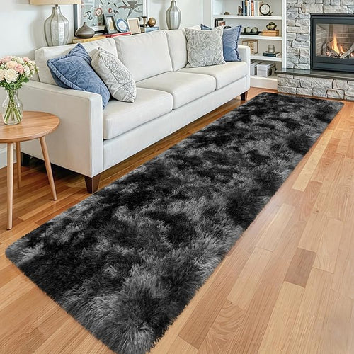 2x10 Feet Tie-Dye Black Grey Runner Rug - Image 2