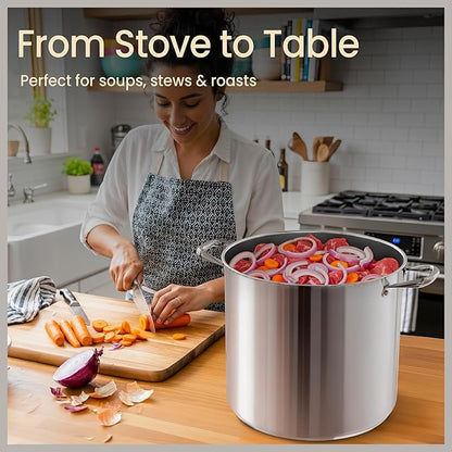 Stainless Steel Stockpot with Tempered Glass Lid 16 Quart, Durable 18/0 - Image 5
