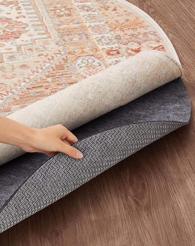 Veken 8 Ft Round Non Slip Cushioned Rug Pad Gripper, Felt and Silicone Backing by Veken