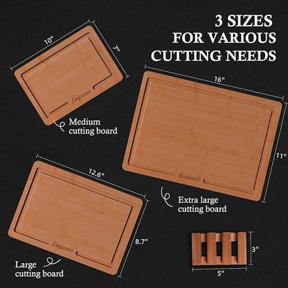 Empune Bamboo Cutting Board Set, Wood Cutting Boards - Image 6
