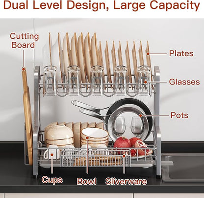 2 Tier Dish Drainer Drying Rack - Image 3