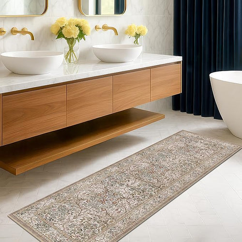 2x6 Washable Bathroom Runner Rug Non Slip by HazoHaus