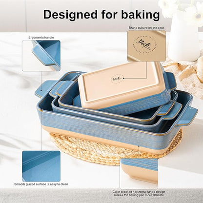 Dafuceramic Casserole Dishes for Oven, Baking Dishes, Ceramic Bakeware Sets of 4 - Image 6