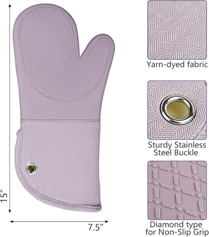 Professional Microwave Silicone Oven Mitts one Pair, Kitchen Mitten Set - Image 2