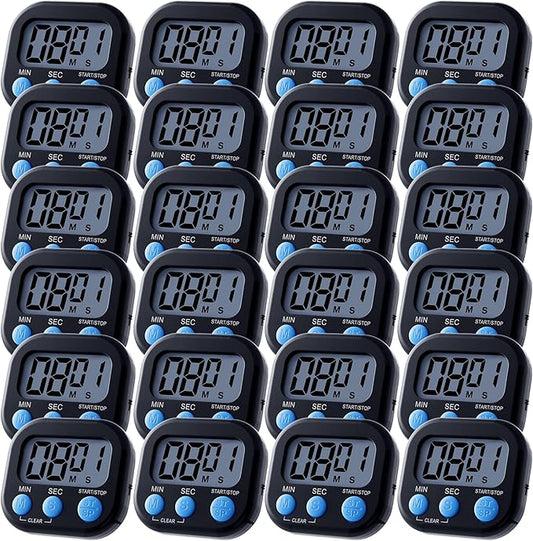 Leumoi 24 Pcs Digital Kitchen Timers Magnetic Back Timers Bulk Large Screen by Leumoi