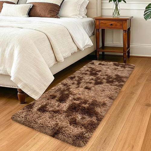 2x5 Feet Soft Fluffy Brown Runner Rug by TENNOLA