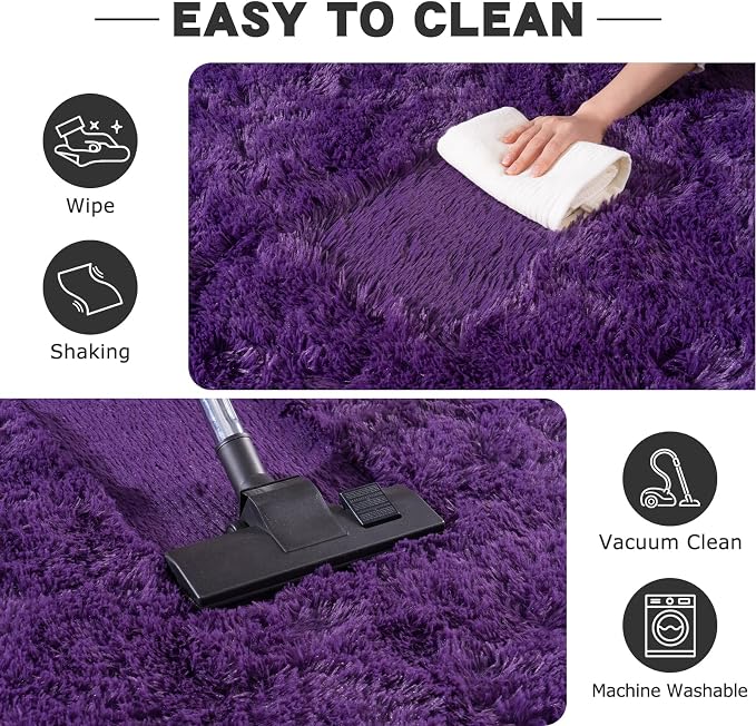 8x10 Shag Rugs for Living Room, Soft Large Fluffy Purple Fuzzy Area Rugs for - Image 7