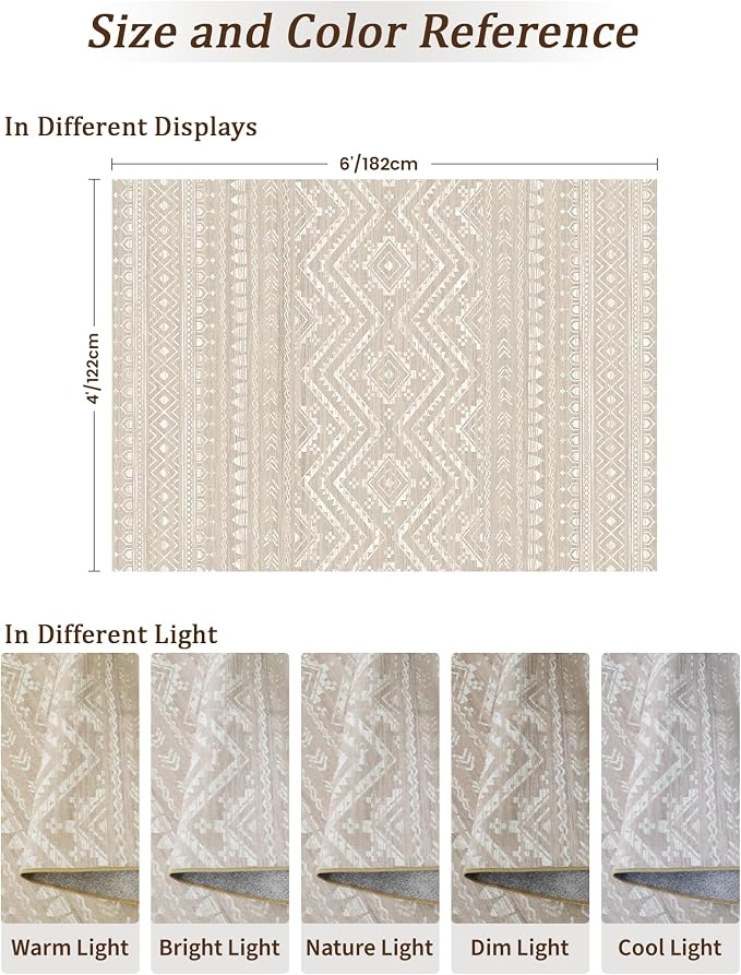 Miukiki 4x6 Area Rug for Living Room Moroccan Washable Rugs Non Slip Indoor - Image 2