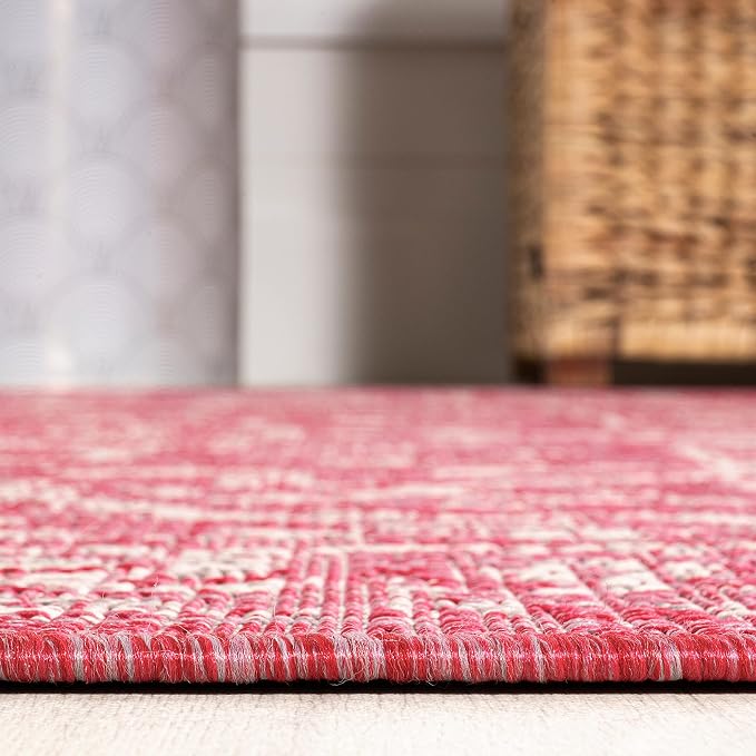JONATHAN Y Boho Medallion Indoor Outdoor Area Rug 3X5 Fuchsia/Light Gray - Image 7