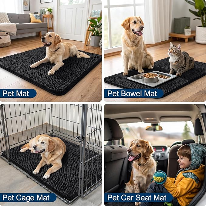Smiry Dog Door Mat for Muddy Paws 70x32, Absorbent Dirt Trapper, Non-Slip - Image 6