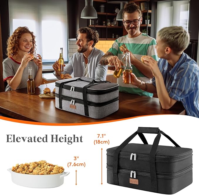 Lifewit Insulated Double Decker Casserole Carrier, Expandable Lasagna Lugger - Image 4