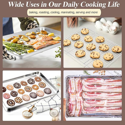 TeamFar Baking Sheet with Rack Set, Stainless Steel Baking Pan Cookie Sheet - Image 7