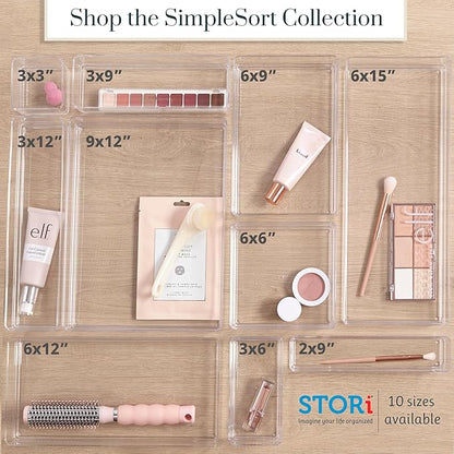 STORi SimpleSort 2-Piece Stackable Clear Drawer Organizer Set | 12" x 9" x 2" - Image 8