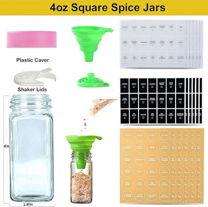36 Glass Spice Jars with Label-4oz Spice Containers with Pink Lids and Shaker - Image 4