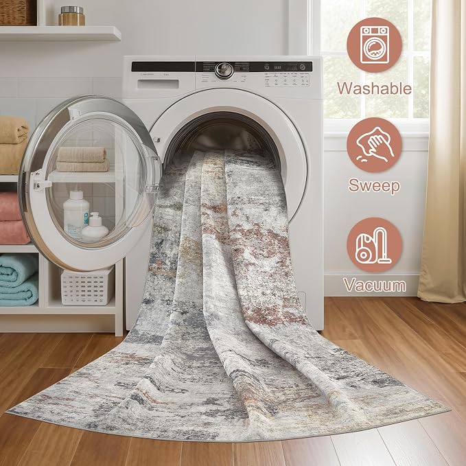 DMOYEST 7x9 Area Rugs for Living Room, Washable Large Abstract Rug, Non Slip - Image 7