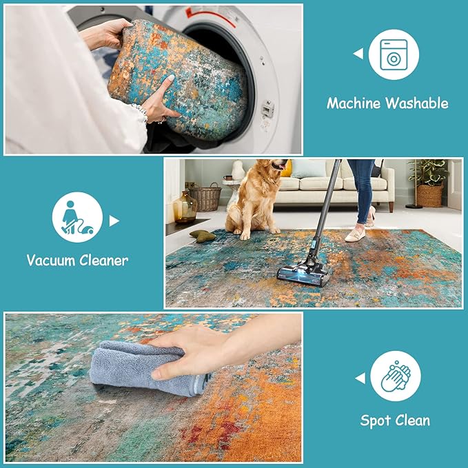 Lahome Modern Abstract Round Rug - 4Ft Colorful Rugs - Image 4