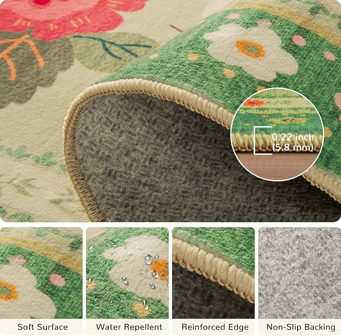 3x5 Area Rugs for Living Room Vacuum-Friendly Machine Washable Area Rug Flower - Image 4