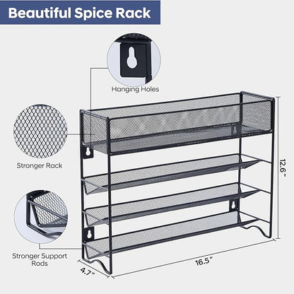 Spice Rack Organizer with 27 Spice Jars with Black Lids, Spice Labels, - Image 3