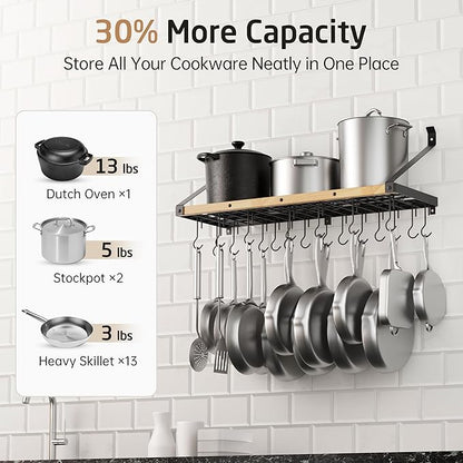 KES Pot Rack Wall Mounted 34 Inch, Pot and Pan Hanging Rack - Image 2