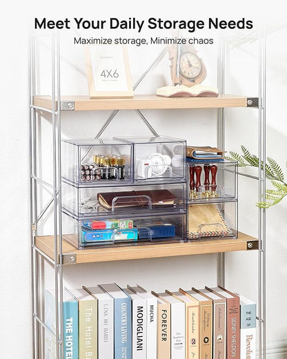 Vtopmart Clear Stackable Storage Drawers Set of 5, Plastic Organizer Bins - Image 3