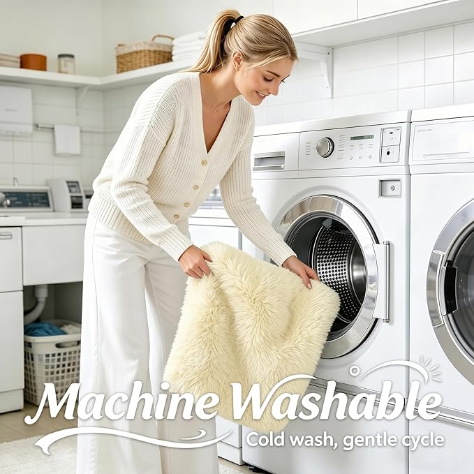 OLANLY 3x5 Machine Washable Small Bedside Rug, Soft Fluffy Shaggy Rugs - Image 2