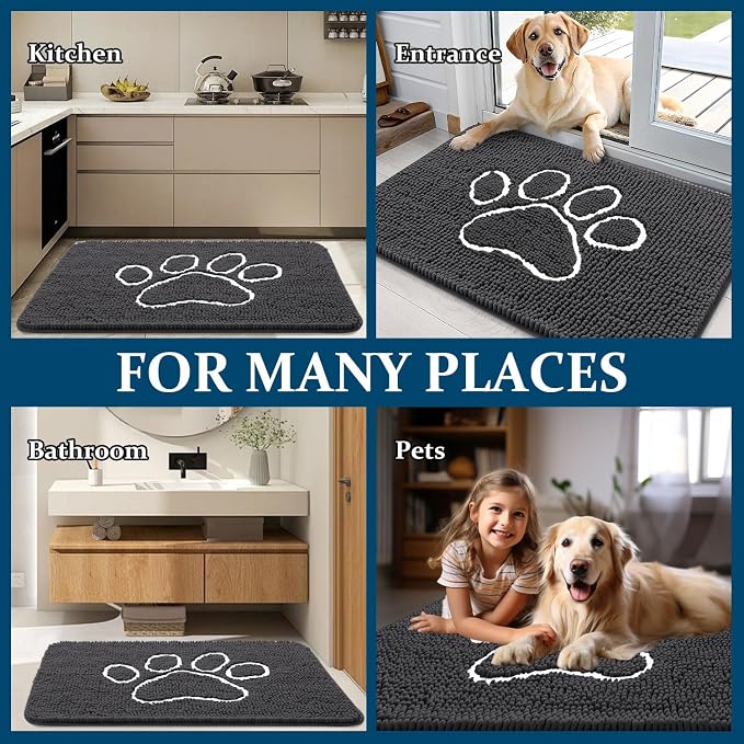 OLANLY Dog Door Mat for Muddy Paws 70x46, Paw Print Design, Absorbs Moisture - Image 8
