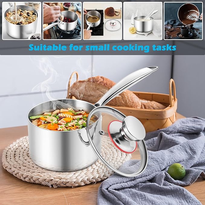 E-far 1-Quart Saucepan, Tri-Ply Stainless Steel Sauce Pan - Image 7