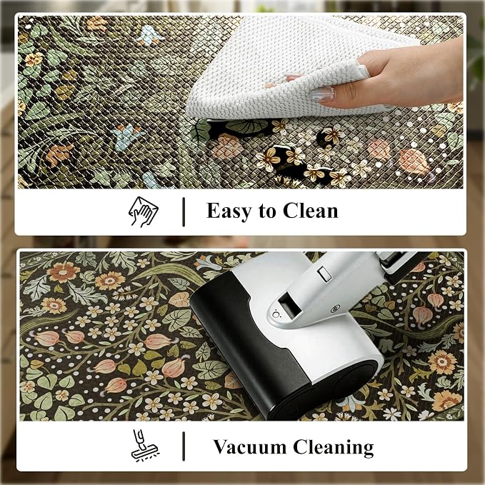 Collive Kitchen Mats for Floor, Cushioned Anti Fatigue Mat Black Floral Rugs - Image 5