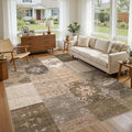 UERMEI 9x12 Area Rug for Living Room, Washable Brown Modern Geometric Patchwork by UERMEI