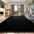 8x10 Black Rug for Living Room Bedroom, Large Big Fluffy Modern Area Rugs for by Amdrebio