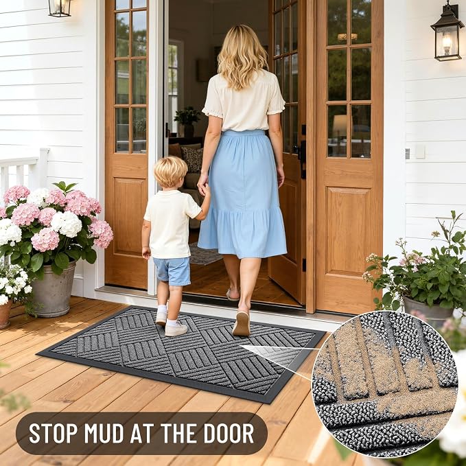 OLANLY Front Door Mat Outside Entrance 59x23, Heavy Duty Sturdy Natural Rubber - Image 6