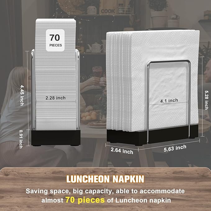 Napkin Holder for Table, Bamboo Iron Standing Napkin Dispenser for Kitchen - Image 7