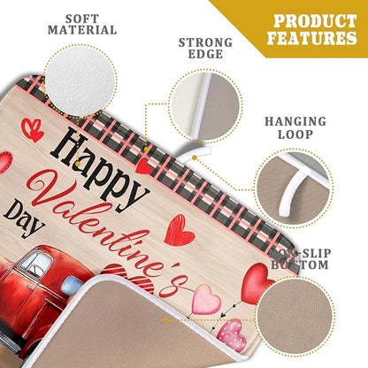 Valentine's Day Truck Dish Drying Mat 16x18 inch Love Heart Washable Absorbent - Image 4