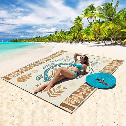 WIWIGO Beach Blanket Waterproof Sandproof Beach Mat 79" X 83"/10'x9'for 2-8 - Image 4