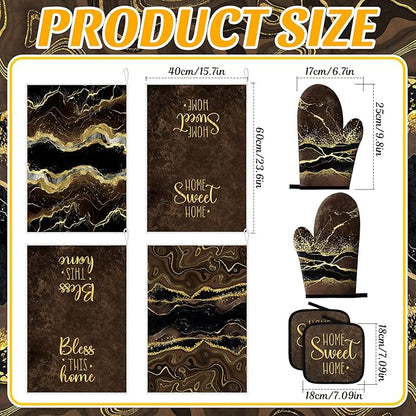 Leinuosen 8 Pcs Kitchen Towels and Dishcloths Sets Oven Mitts and Pot Holders - Image 3