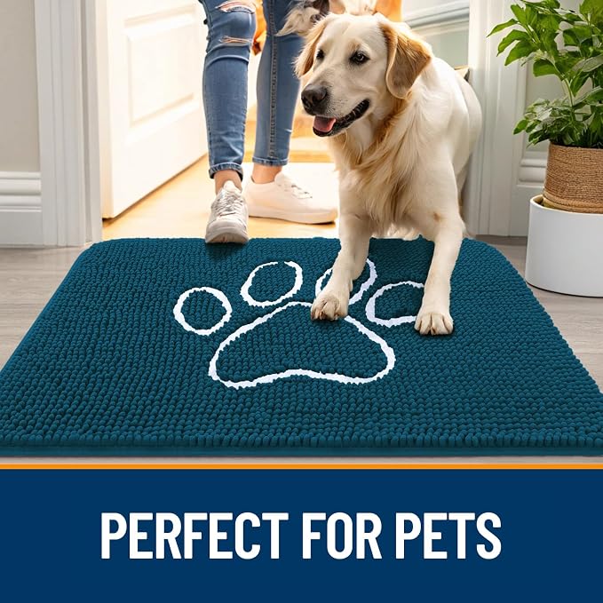 OLANLY Dog Door Mat for Muddy Paws 70x32, Paw Print Design, Absorbs Moisture - Image 6